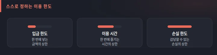 세나카지노 이용 한도 도식: 입금 한도, 이용 시간, 손실 한도를 스스로 정하는 방법